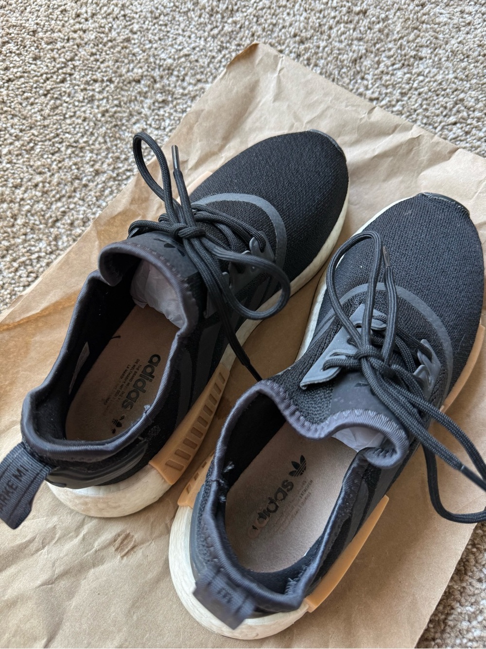 ADIDAS NMD R1 Black Runner with Cream Midsole & Peach Accents - Picture 7 of 8